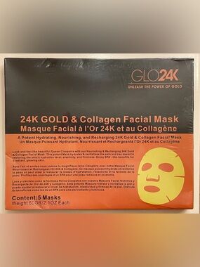 GLO24K 24K Gold & Collagen Facial Mask - 5 in pack